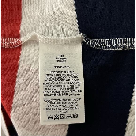 Boden Bea Breton Long Sleeve T-Shirt Cherry Red Navy White Cotton Size 4 - Picture 8 of 8